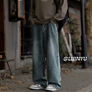牛仔裤男士宽松直筒美式高街潮牌新款阔腿休闲长裤子K780-特批-42图片