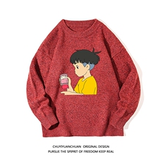 加厚加绒毛衣男大码毛线衣男针织衫M19200-P45加绒款-P65白底，男装针织衫/毛衣，电商A040A
