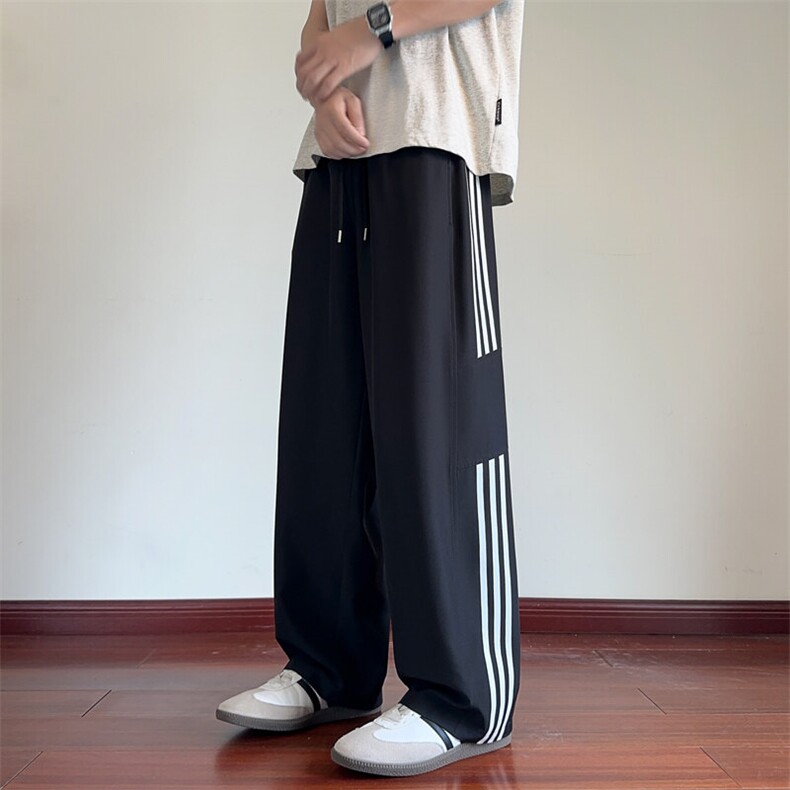 ！2026夏季新款男士冰丝长裤织带运动直筒裤WK2095特P28控69,男装休闲裤,电商B220