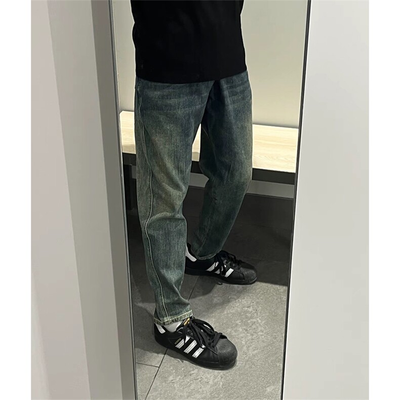 抖音得物休闲直筒牛仔裤男显显瘦宽松百搭美式复古水洗长裤AK13,男装牛仔裤,电商A443