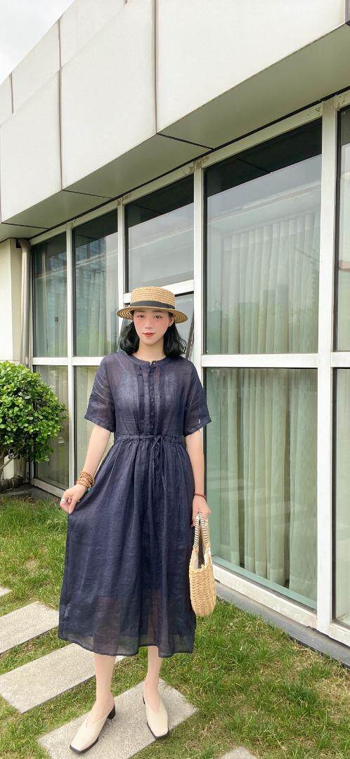 纯苎连衣裙小衫裤子裙子衬衣 时尚风 风淑女风休闲风，女装连衣裙，川哲