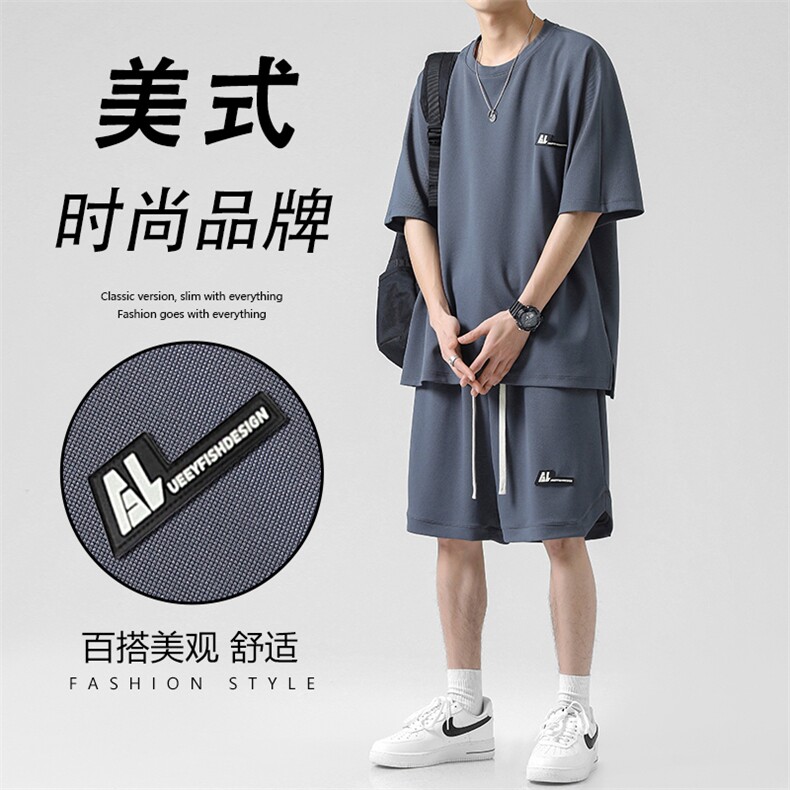 速干短袖夏季运动套装跑步冰丝夏装薄款透气宽松休闲 TZ11-特批70图片