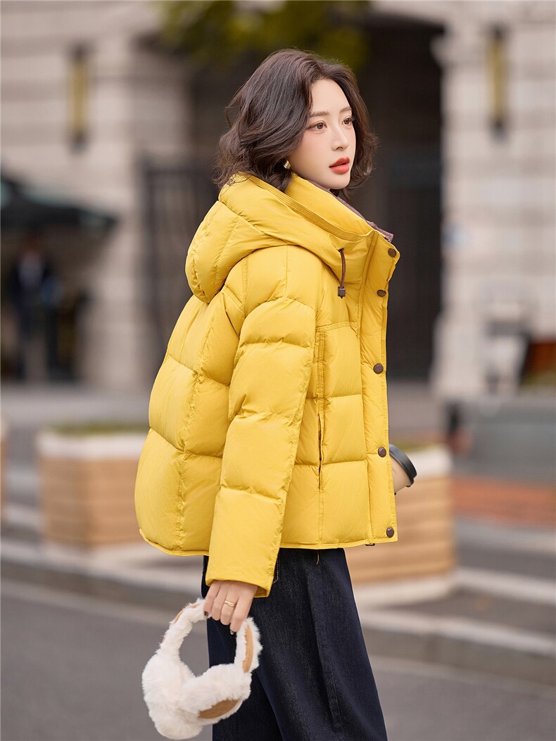 冬季新款M绣花时尚撞色休闲简约羽绒服女,女装羽绒服,微微衣阁