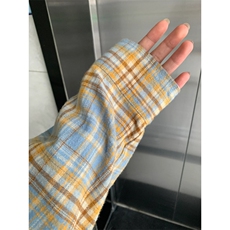 现货黄蓝格子长袖衬衫男美式格纹衬衣小众设计情侣外套K342-P45，男装衬衫，星座1007（原301D）