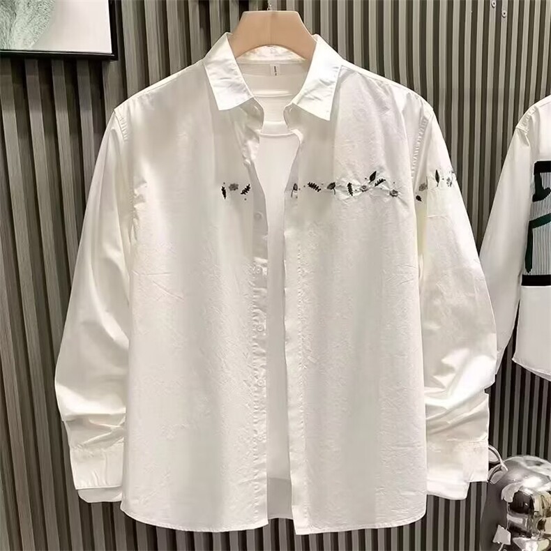 1506/QCS930/P33字母长袖衬衫日系男生夏季潮流百搭休闲外套,男装衬衫,星座1506
