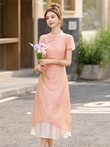 新中式国风连衣裙女2025夏季新款气质修身显瘦少女洋气改良旗袍裙图片