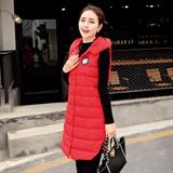 时尚百搭长款羽绒马甲女冬季新款韩版修身显瘦无袖外套保暖背心，女装马甲，蓝诺裳