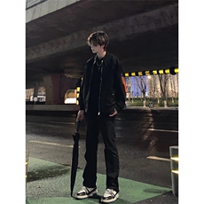 纯色cleanfit冰丝裤子马吉拉那不勒斯西裤高级感痞帅微喇西装裤，男装休闲裤，星座310A-4