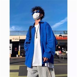 克莱因蓝春秋款男女休闲衬衫宽松褶皱长袖衬衣cs0035 P45图片