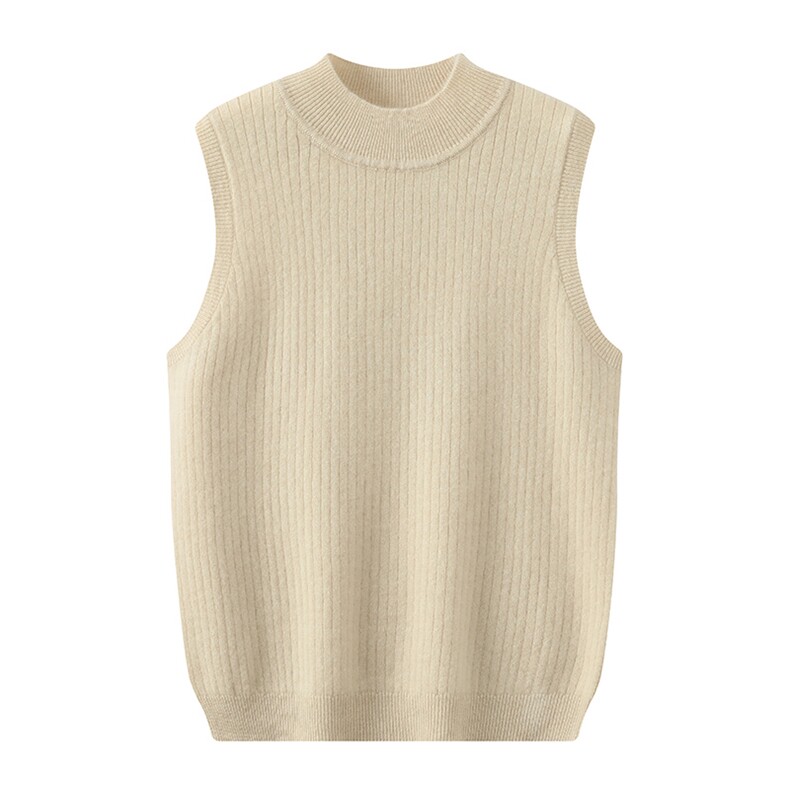 2025秋冬新款羊绒衫女100%纯山羊绒圆领纯色居家休闲拉绒背心马甲，女装背心吊带，羿纯羊绒高端店