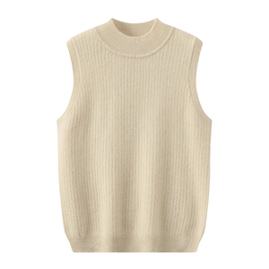 2025秋冬新款羊绒衫女100%纯山羊绒圆领纯色居家休闲拉绒背心马甲,女装背心吊带,羿纯羊绒高端店