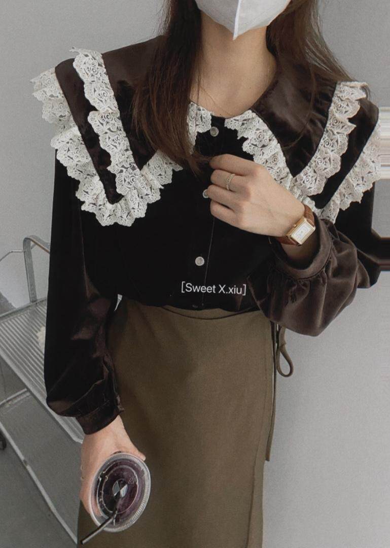 21987。双领金丝绒衬衣，其它，新袖