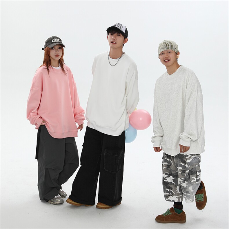 抖音得物 高品质二开 支持退换 25秋冬全棉宽松圆领纯色卫衣HM07图片