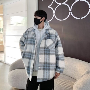 棉服潮牌连帽美式加厚复古格子宽松型时尚潮流ins翻领简约常规图片
