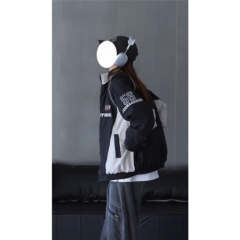 抖音视频截图只展示大货 印花立领机车潮牌棉服77950特P85图片