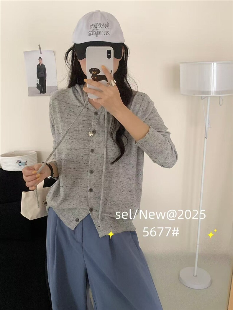 2025年秋季新款纯色连帽针织开衫时尚休闲百搭,针织衫/毛衣,羿纯羊绒