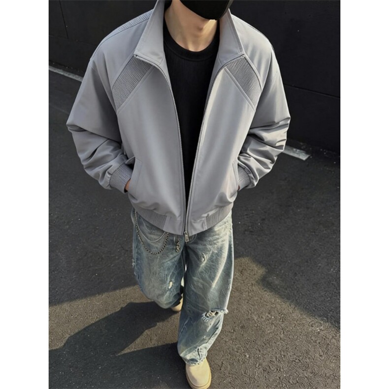 网图改夹克潮牌美式解构立领棒球服夹克男春秋外套特P40,男装夹克,电商C306-1