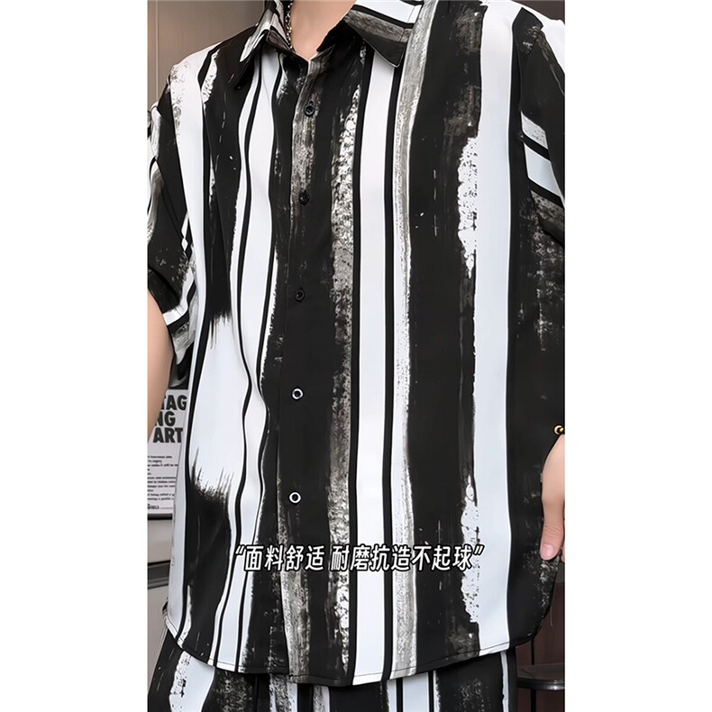 短袖衬衫男+短裤男套装男100%聚酯纤维M-5XL大码TZ78718P50控98,男装牛仔裤,星座226-1