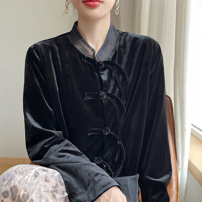 优雅气质黑色金丝绒外套女长袖显瘦时尚外套,女装短外套,圣丽羊绒