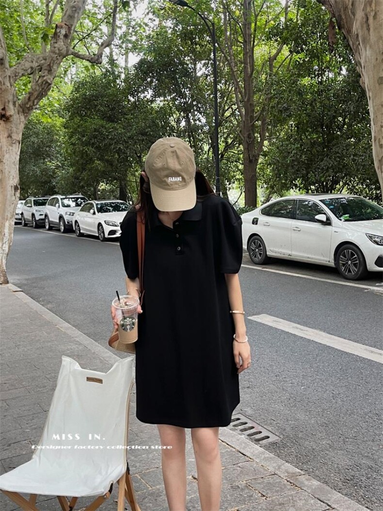 现货小众设计感泡泡袖连衣裙，女装连衣裙，蜜思印·金