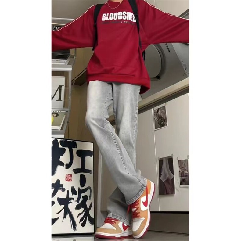 2025现货美式vibe风裤子高街潮痞帅弹力直筒牛仔裤男KN87P50,男装牛仔裤,电商D325