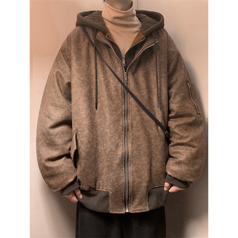 秋冬棉衣仿皮棉袄假两件连帽外套夹棉加厚1016-1W96P158K188,男装棉衣,星座1016-1（原电商B408-1）