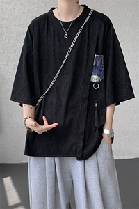 T10121-特批30 控58 百搭小熊吊坠冰丝短袖T恤夏季新款高品质大码图片