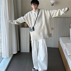 秋冬时尚大V领外搭毛衣男女慵懒风毛线衣网红针织衫6318-P49网图，男装针织衫/毛衣，电商B245