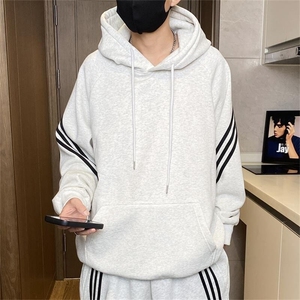 W9806-特P50美式三条杠连帽卫衣男情侣帽衫高街百搭休闲外套图片