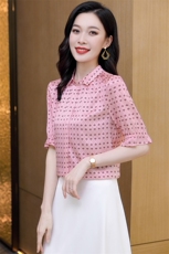 重磅真丝短袖衬衫女士2022年夏季气质圆领宽松桑蚕丝半袖小衫衬衣，女装衬衫，阿舍尔精品
