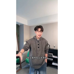 重磅秋冬装北极绒开衫毛衣美式复古休闲慵懒风针织衫加厚连帽外套图片