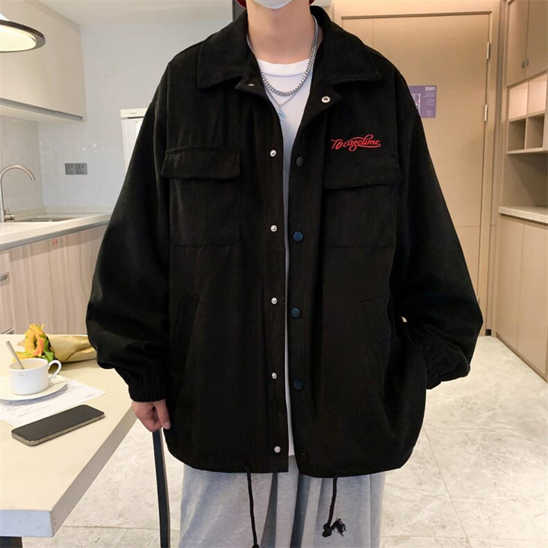 秋季高街潮流宽松休闲灯芯绒外套日系复古工装夹克男 W5494-P52图片
