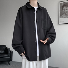 25秋季300G高克重纯色翻领大码长袖衬衫外套男C5534-特P45控88，男装衬衫，电商A001