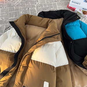 港风平铺新品冬季宽松情侣装撞色棉衣棉服冬装加厚外套D007-P90图片