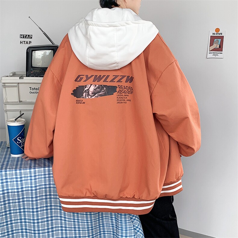 数据特p60控108连帽夹克宽松大码工装纯色情侣假两件外套男JKL01,男装夹克,电商B370
