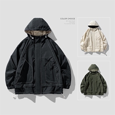 得物二开外套户外休闲2025年新款连帽夹克情侣登山服JK1203-P75，男装夹克，星座1103-3
