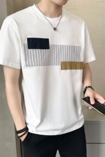 圆领短袖t恤男微宽松拼接时尚半袖T恤潮流A329-T161-P48，男装T恤，电商A329
