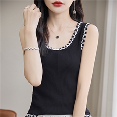 重工低圆领吊带背心女夏薄款遮副乳修身内搭小香风冰丝针织无袖，女装背心吊带，暖姿羊绒