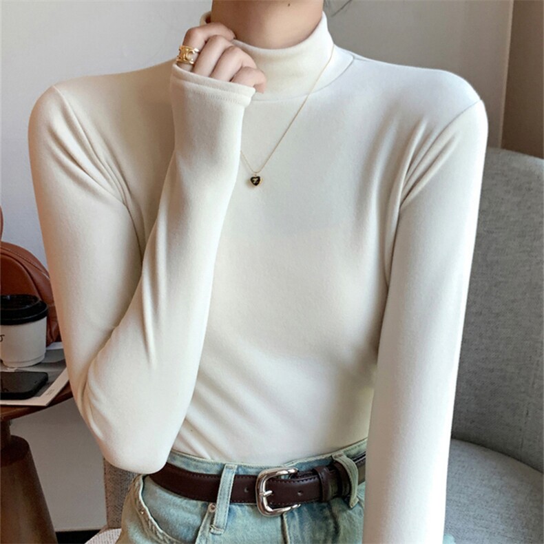 MN1009-P35秋冬高领新款德绒打底秋冬季保暖显瘦衣服外穿长袖上衣图片