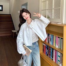 【】短款白色工装休闲外套女春季新款607-P140-K228，女装短外套，2C126
