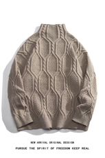 M9102/P70秋冬设计感新款高领毛衣男百搭简约宽松针织衫外套，男装针织衫/毛衣，电商A141