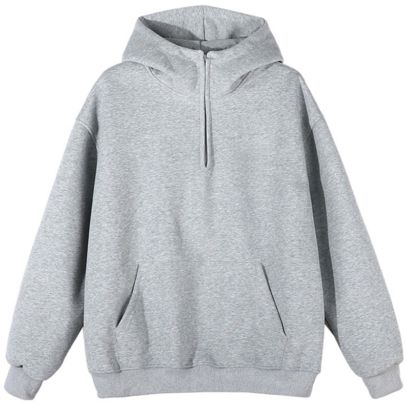 抖音得物高品质二开25秋冬美式重磅宽松纯色连帽拉链高领卫衣W65,男装卫衣,电商A486-1