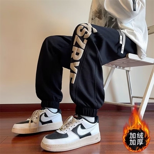 加绒冬款男休闲卫裤字母印花束脚裤大码M-5XL H026 P60图片