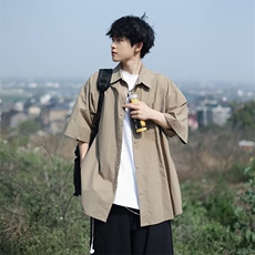 日系短袖衬衫男韩版潮流痞子帅2023夏季新款ins宽松外套CY185-P33，男装衬衫，星座412-3