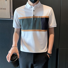 2025新款夏季T恤男Polo衫短袖潮牌拼接半袖体恤A313-1-32321-P48，男装T恤，电商A313-1