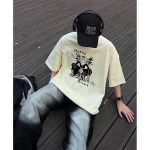 量大优供抖音视频 支持得物配合二开美式满天星亮片短袖T恤MTX396图片