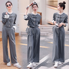 高级感小香风套装阔腿裤两件套2025新款女春秋网红炸街时尚洋气，女装套装/套裙，韩蜜菓