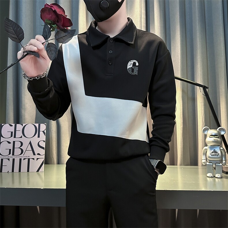 痞帅高级感拼接翻领男士卫衣外套社会小伙店主风301C-WY49P58控78,女装短外套,星座301C（原B323）