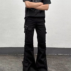 2026美式高街口袋褶皱微喇男女cleanfit宽松牛仔裤K71576-P58网图，男装牛仔裤，电商B245