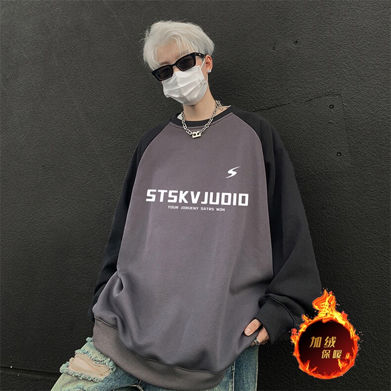 抖音得物高品质重磅二开全棉阔版支持退换 360克插肩圆领卫衣0114图片